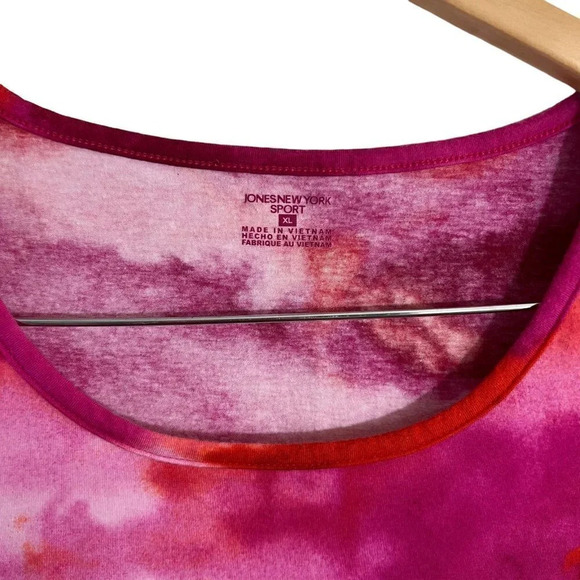 Jones New York Sport Pink Tie Dye T Shirt Size XL Short Sleeves Pullover Top - Picture 5 of 5